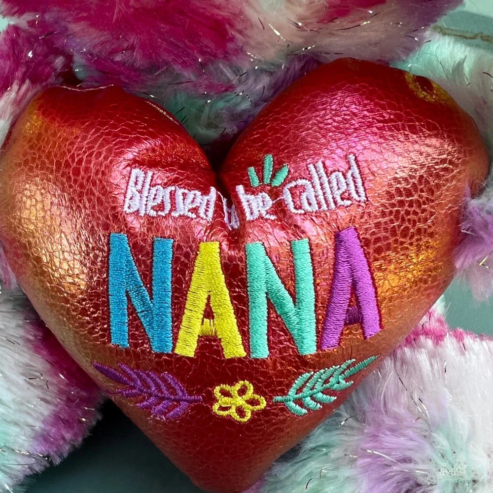Way To Celebrate Mothers Day Nana Plush Dog Tie Dye Pink Purple Teal 10 inch NWT